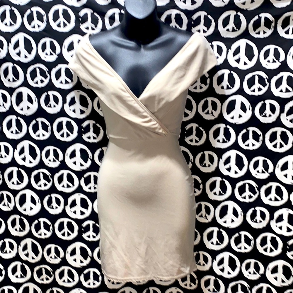 MISSGUIDED TANK DRAPE DRESS BEIGE SZ 4